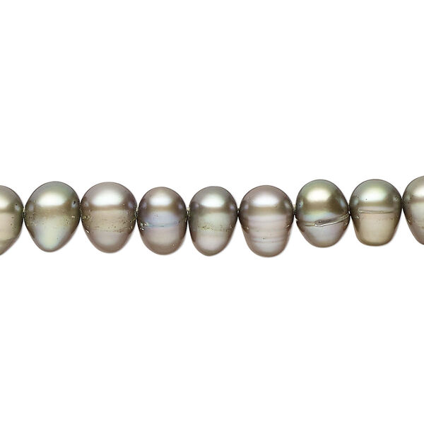 Freshwater pearl 1pkg1, rice C grade, 15 inch moss 6x5mm-8x6mm cultured image number 0