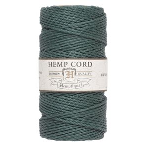 Cord, Hemptique®, polished hemp, emerald green, 1.8mm diameter, 48-pound test. Sold per 205-foot spool.