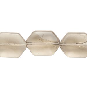 Bead, glass, translucent smoke, 16x13mm-17x14mm beveled puffed hexagon. Sold per 13-inch strand, approximately 20 beads.