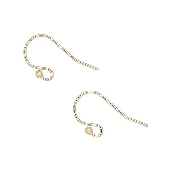 Ear wire, 14Kt gold-filled, 11mm fishhook with 2mm ball and open loop, 20 gauge. Sold per pair. image number 0