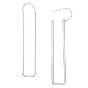 Earring hoop 1pkg2 sterling silver, 50x11mm rectangle / endless loop, 1 pair