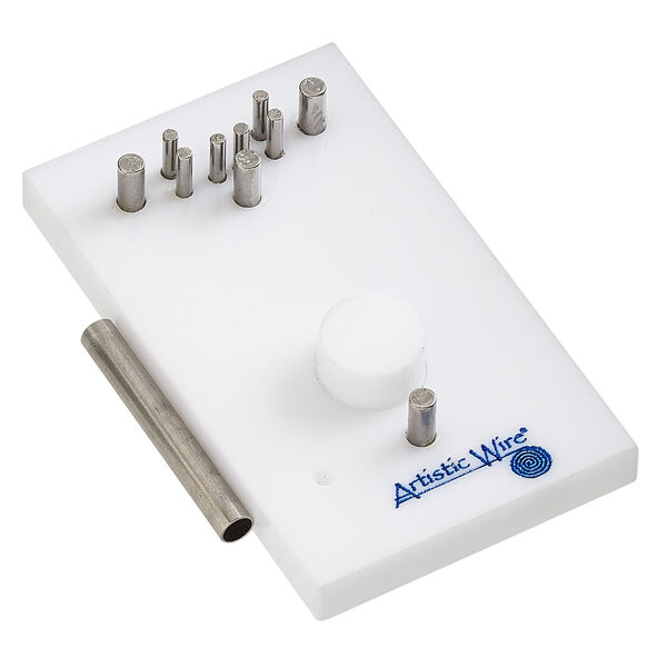 Jig, Artistic Wire&reg; Findings Forms&trade;, Beadalon&reg;, toggle clasp, acrylic / steel / stainless steel, white and blue, 2 x 1-1/4 inch rectangle. Sold per 2-piece set. image number 0