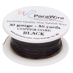 Wire, ParaWire™, black enamel copper, round, 30 gauge. Sold per 50-yard spool.