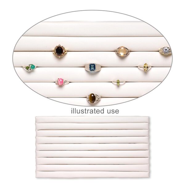 Display insert, ring, leatherette, white, 14-1/2 x 7-1/2 x 3/4 inches with 8 rows. Sold individually. image number 0