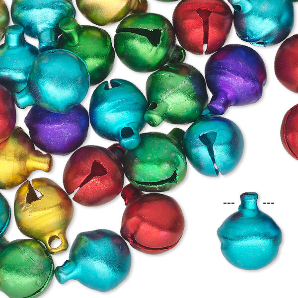 Bell mix, aluminum, jewel tones, 10mm. Sold per pkg of 100. image number 0
