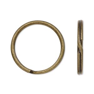 Split ring, antique brass-finished steel, 25mm round with 21.6mm inside diameter. Sold per pkg of 100.