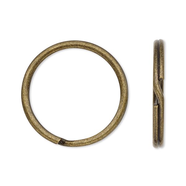 Split ring, antique brass-finished steel, 25mm round with 21.6mm inside diameter. Sold per pkg of 100. image number 0