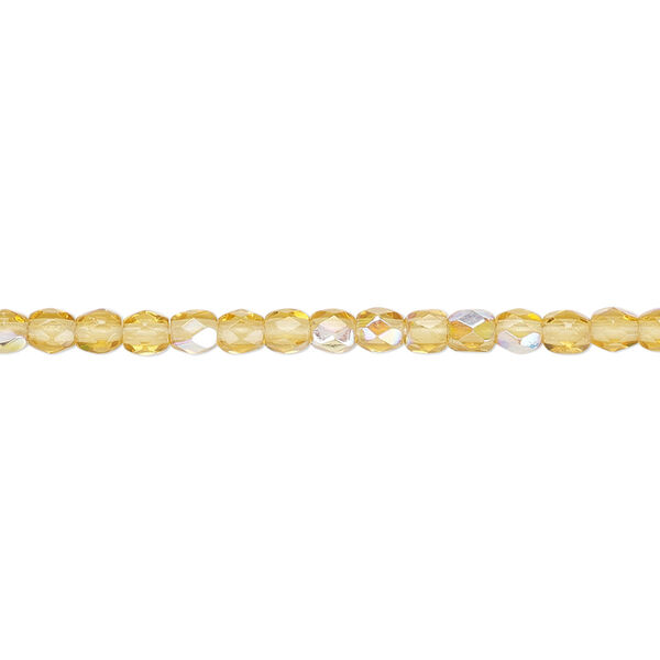 Bead, Czech fire-polished glass, honey AB, 3mm faceted round. Sold per 15-1/2" to 16" strand. image number 0