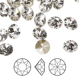 Chaton 6pk crystal foil back, Crystal Passions® 8.16-8.41mm round SS39 1088