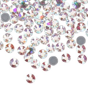 Flat back, Dance With Me™ crystal hotfix rhinestone, crystal AB, foil back, 4.6-4.8mm rose, SS20. Sold per pkg of 1,440 (10 gross).