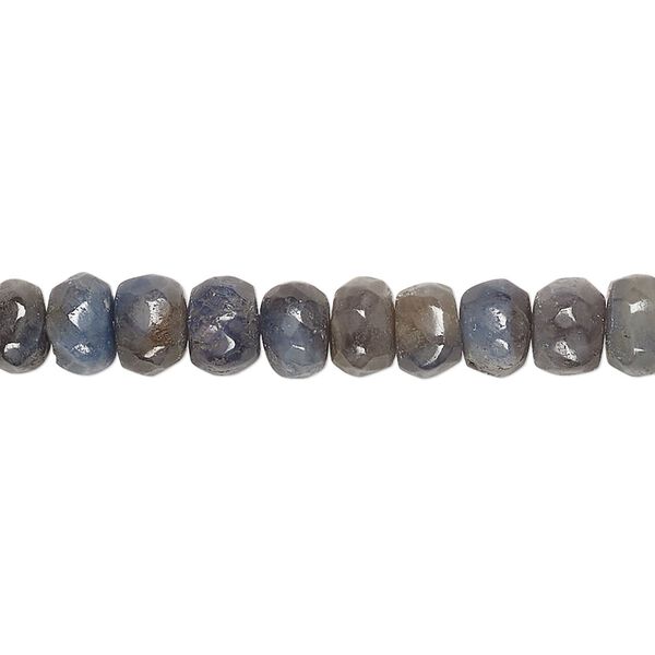 Blue sapphire / grey sapphire / brown sapphire 1pkg1, tumbled faceted rondelle bead 14 inch 6x5mm-7x6mm image number 0