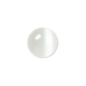 Cabochon, cat's eye glass (fiber optic glass), white, 16mm calibrated round, quality grade. Sold per pkg of 6.