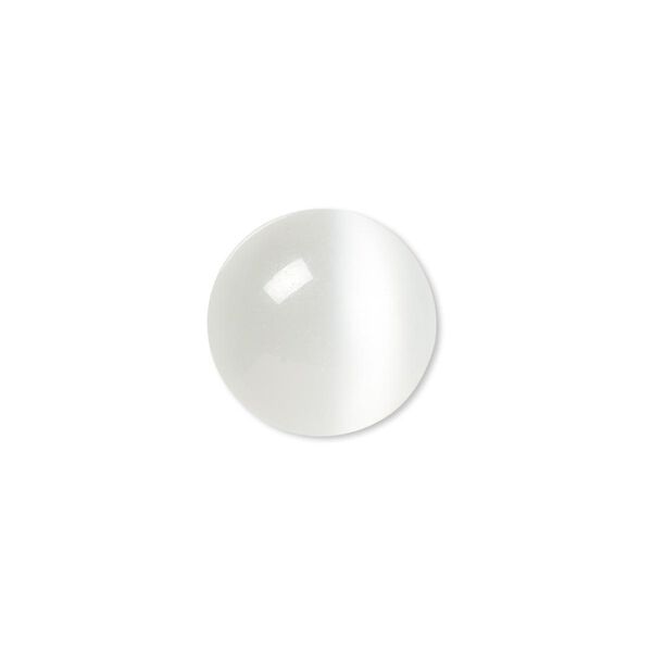 Cabochon, cat's eye glass (fiber optic glass), white, 16mm calibrated round, quality grade. Sold per pkg of 6. image number 0