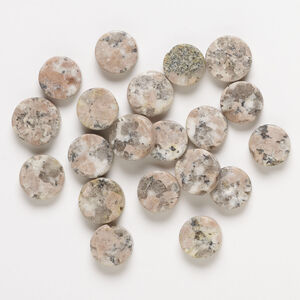 Pink feldspar 1pkg20, flat round bead natural, 12-14mm