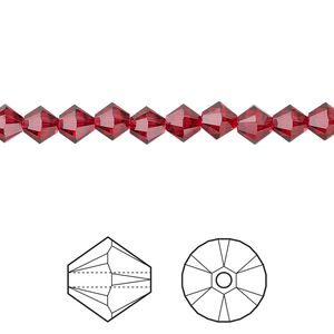 Bead 720pk scarlet, Swarovski® 5mm XILION bicone 5328