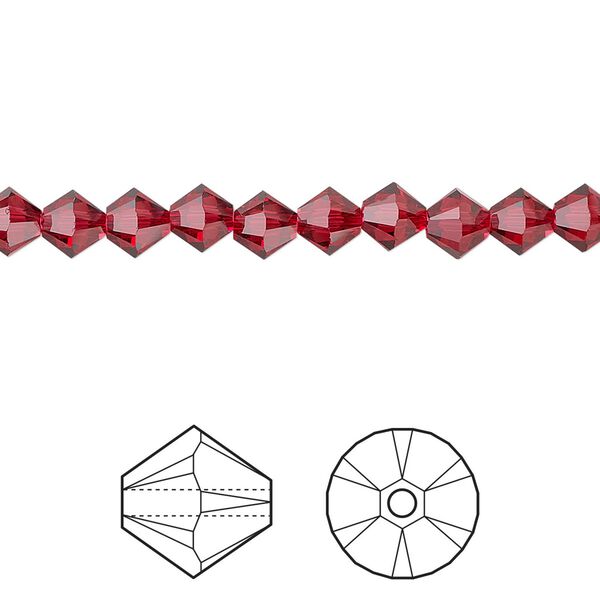 Bead 720pk scarlet, Swarovski® 5mm XILION bicone 5328 image number 0