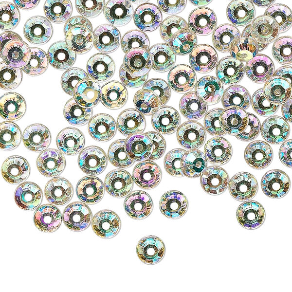 Flat back, Czech glass rhinestone, clear AB, 4.6-4.8mm round Loch Rosen, SS20. Sold per pkg of 144 (1 gross). image number 0