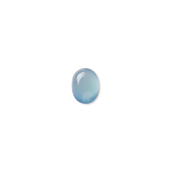 Cabochon, blue agate (dyed), 9x7mm calibrated oval, B- grade, Mohs hardness 6-1/2 to 7. Sold per pkg of 10. image number 0