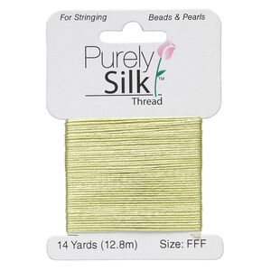 Thread, Purely Silk™, light green, size FFF. Sold per 14-yard card.