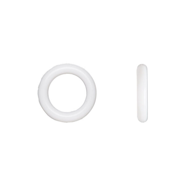 Component, Oh! Ring™, silicone, white, 12mm round with 8mm hole. Sold per pkg of 200. image number 0