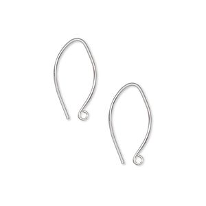 Ear wire 1pkg10 Hill Tribes silver-plated, 18mm marquise / open loop, 22 gauge brass 5 pair