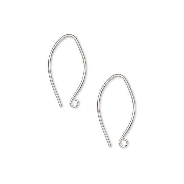 Ear wire 1pkg10 Hill Tribes silver-plated, 18mm marquise / open loop, 22 gauge brass 5 pair image number 0