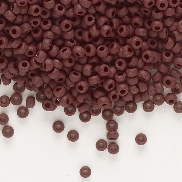 Seed bead, Miyuki, glass, pkg/50g, #8 rocaille, opaque matte espresso, (RR-409F). image number 0