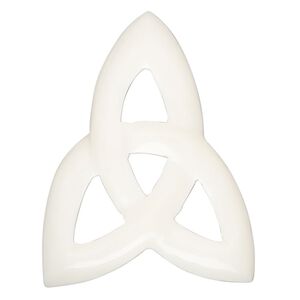 Bone 1pkg1, undrilled hand-carved Celtic knot focal white 44x34mm