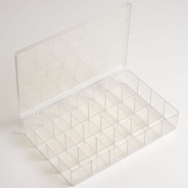 Organizer box 1pkg1, acrylic, clear, 13 x 8-1/2 x 2 inch rectangle, 24 compartments. image number 0