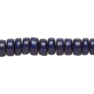 Bead, Taiwanese cheesewood (dyed / waxed), navy blue, 8x4mm rondelle. Sold per pkg of (2) 15-1/2" to 16" strands.