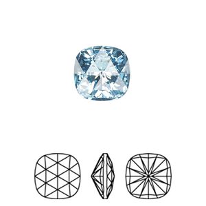Fancy stone 1pk aquamarine foil back, Crystal Passions® 12mm rose cut cushion 4471