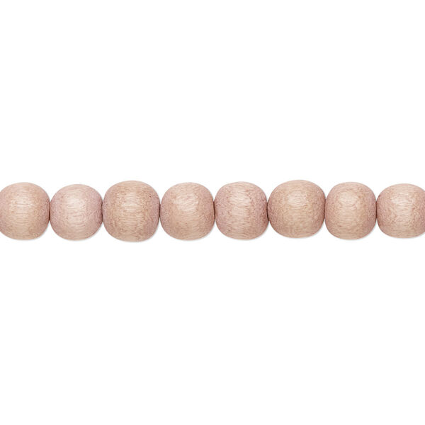 Bead, Taiwanese cheesewood (dyed / waxed), light mauve, 5-6mm round. Sold per pkg of (2) 15-1/2" to 16" strands. image number 0