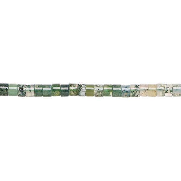 Bead, moss agate, (natural), 3x1.5mm-3x2.5mm heishi, B grade, Mohs hardness 6-1/2 to 7. Sold per 16-inch strand. image number 0