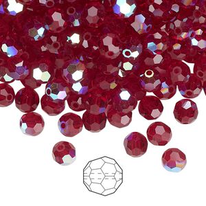 Bead 24pk Siam AB, Preciosa Czech crystal 5mm round