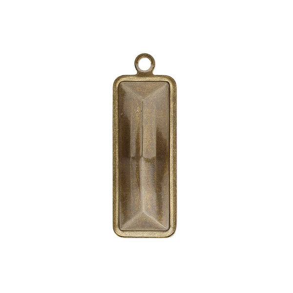 Drop, Almost Instant Jewelry®, antique gold-plated brass, 26x10.5mm rectangle with 24x8mm rectangle setting. Sold per pkg of 4. image number 0