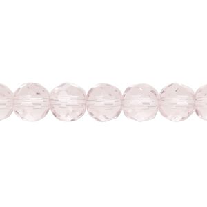 Bead, glass, translucent pink, 8mm faceted round. Sold per 8-inch strand, approximately 30 beads.