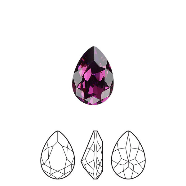 Fancy stone 2pk amethyst foil back, Preciosa MAXIMA Czech crystal rhinestone 14x10mm pear image number 0