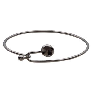 Bracelet, Almost Instant Jewelry®, bangle, black-finished brass, 17mm wide with SS39 rivoli glue-in setting and hook closure, 8 inches. Sold individually.