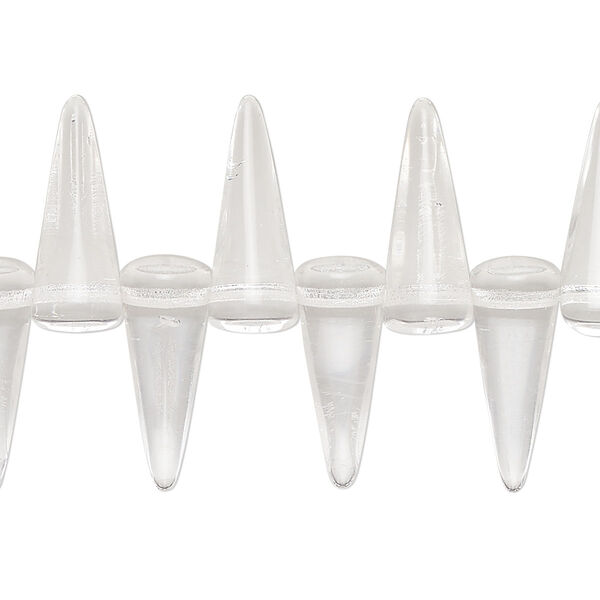 Bead 1pk transparent clear Preciosa Czech pressed glass 17.5x7mm center-drilled spike 6 inch image number 0