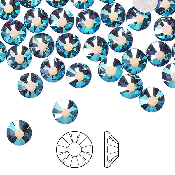 Flat back 24pk denim blue AB foil back, Preciosa MAXIMA Czech crystal hotfix rhinestone 6.3-6.5mm chaton rose round SS30 image number 0