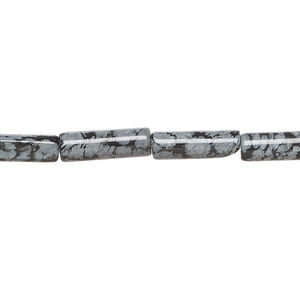 Snowflake obsidian 1pkg1, round tube bead natural, 15 inch 13x4mm-14x5mm