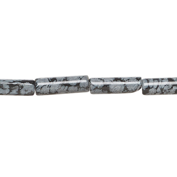 Snowflake obsidian 1pkg1, round tube bead natural, 15 inch 13x4mm-14x5mm image number 0