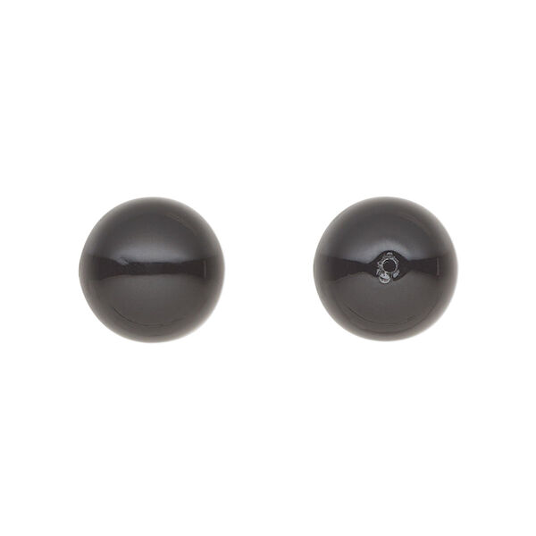 Pearl 4pk magic black, Preciosa Czech crystal 12mm half-drilled round image number 0