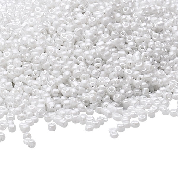 Seed bead, Ming Tree™, glass, pkg/1 pound, #11 round, opaque luster white. image number 0