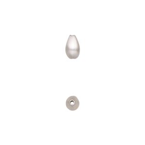 Bead, satin-finished sterling silver, 7x4mm teardrop. Sold per pkg of 2.