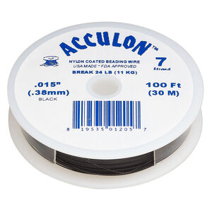 Beading wire, Acculon®, nylon-coated stainless steel, black, 7 strand, 0.015-inch diameter. Sold per 100-foot spool.