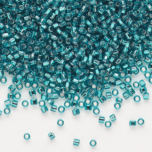 Seed bead, Dyna-Mites™, glass, pkg/1/2kg, #11 round, transparent silver-lined teal blue, (81:SR 11/0 SR). image number 0