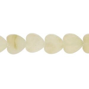 Olive new "jade" 1pkg1, flat heart bead natural, 15 inch 10mm