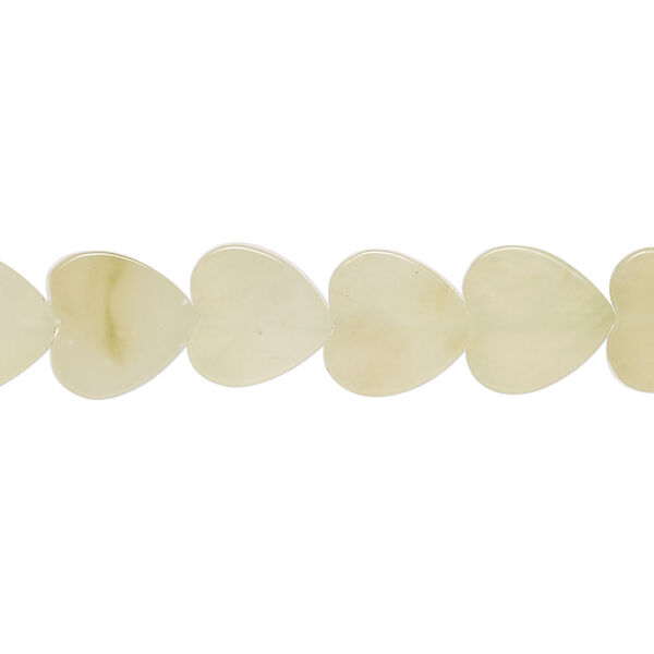 Olive new "jade" 1pkg1, flat heart bead natural, 15 inch 10mm image number 0
