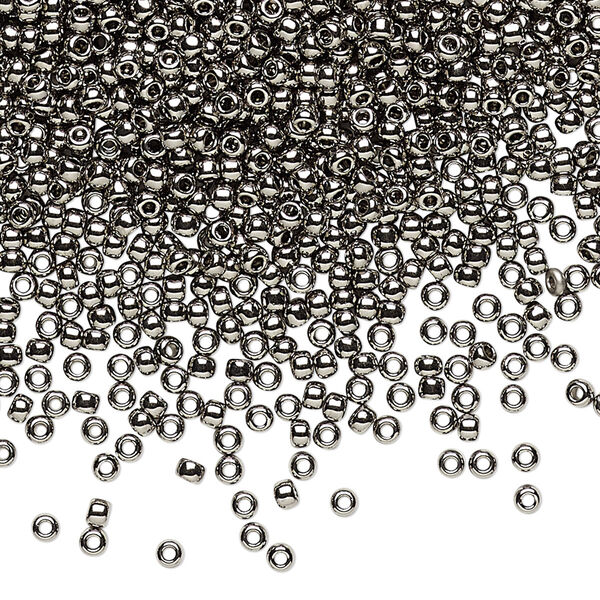 Seed bead, TOHO BEADS®, glass, pkg/250g, #11 round, opaque nickel-plated nickel (TR-11-711). image number 0